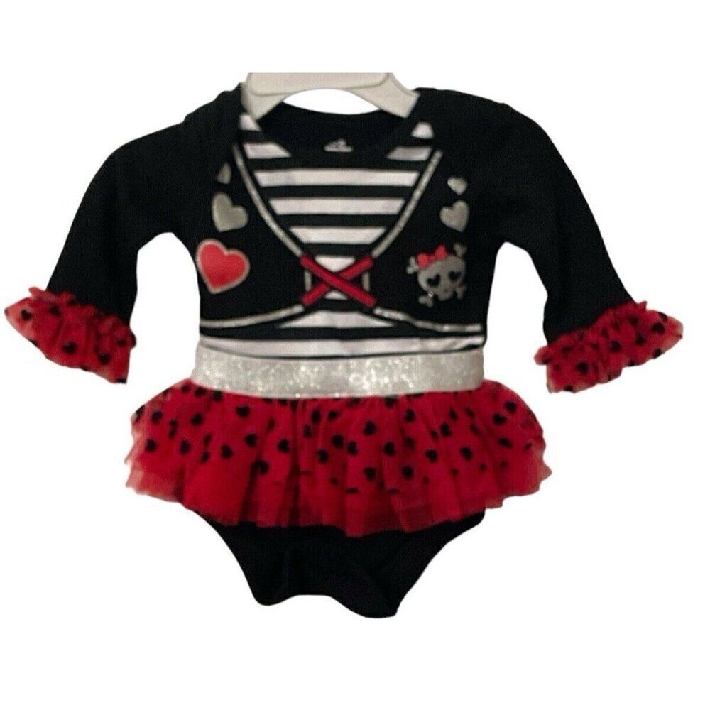 Celebrate Infant Girls Tulle Skirt Bodysuit Size 0-3M Halloween Pirate Black